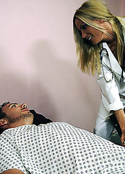 Frolicsome babe Diamond Foxxx using big tits to cure naughty patients